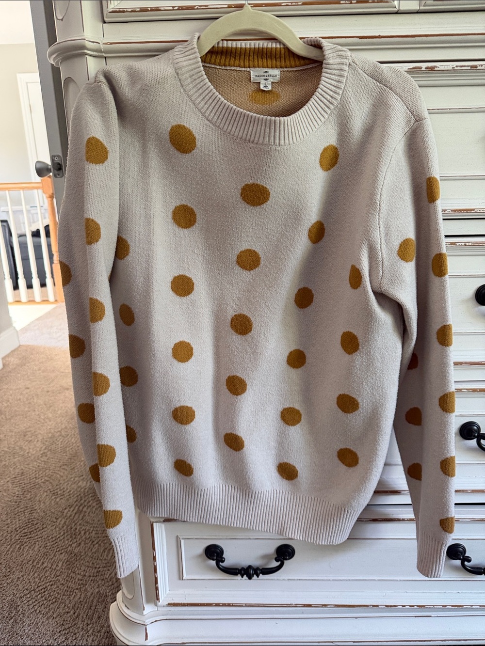 Mason & Belle Cream Polka Dot Sweater with Mustard Spots